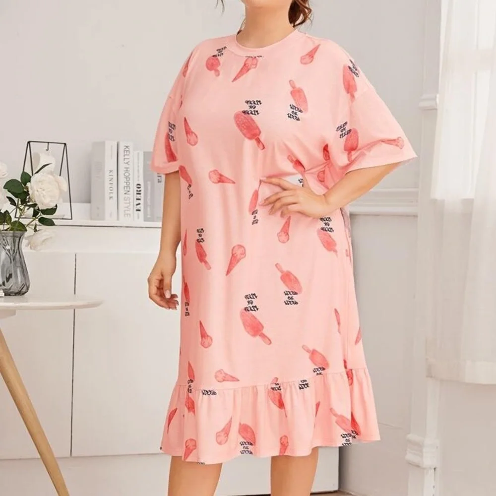 New Plus Pink Ruffle Nightgown​ - Picture 3 of 5